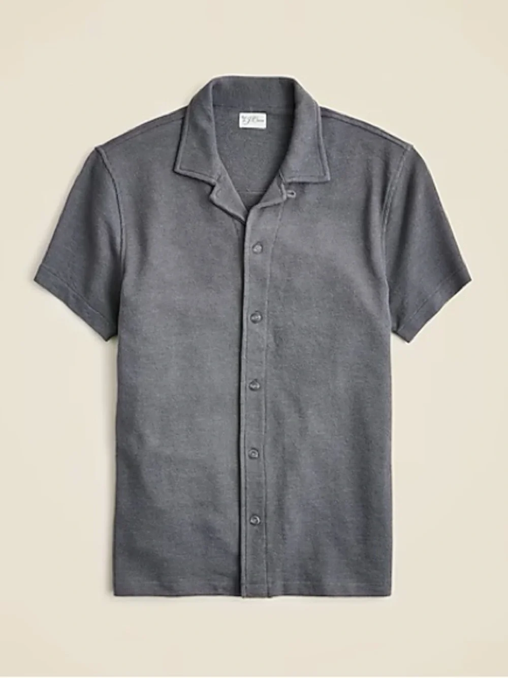 J. Crew Black Textured Camp-Collar Sweater-Tee